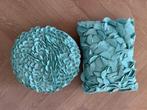 Sierkussen kussen Hinck turquoise rond rechthoek wolvilt, Ophalen of Verzenden, Zo goed als nieuw, Groen, Rond