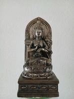 verzilverd beeld Hindoe godin Parvati op troon lotus, Ophalen of Verzenden