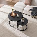 Salontafel Rond Zwart Hout Print 70 en 50cm, Huis en Inrichting, Tafels | Salontafels, Metaal, 50 tot 100 cm, Rond, Zo goed als nieuw