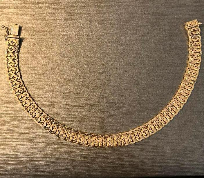 Prachtige 14k gouden armband met zeldzame schakel, Sieraden, Tassen en Uiterlijk, Armbanden, Zo goed als nieuw, Goud, Ophalen