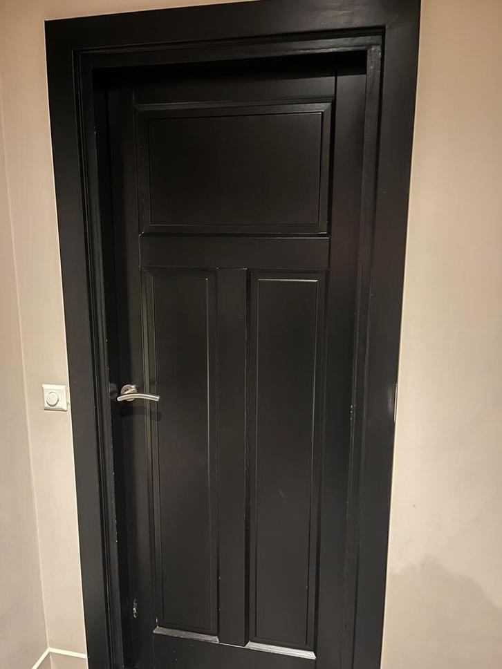 Houten zwarte paneel deuren, binnen, doorloopdeur,, Doe-het-zelf en Verbouw, Deuren en Horren, Zo goed als nieuw, Binnendeur, 200 tot 215 cm