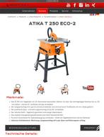 Atika T 250 Eco-2 z.g.a.n., Doe-het-zelf en Verbouw, Gereedschap | Zaagmachines, Atika, 1200 watt of meer, Zo goed als nieuw, 70 mm of meer