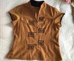 Blouse, top, satijn, li bruin, krt mouwtje mt 38., Ophalen of Verzenden, Zo goed als nieuw, Maat 38/40 (M), Bruin