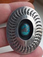 Prachtige zware broche. Echte turkoois., Ophalen of Verzenden, Zilver