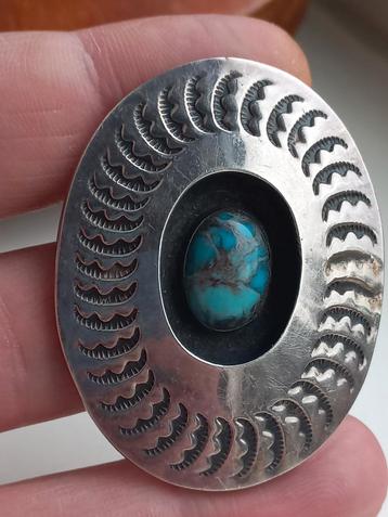 Prachtige zware broche. Echte turkoois. beschikbaar voor biedingen