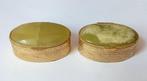 2 vintage pillendoosjes goene onyx en metal, Ophalen of Verzenden