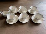 Wedgwood Queen’s Ware 6 kop-en schotels met melkkannetje, Ophalen of Verzenden