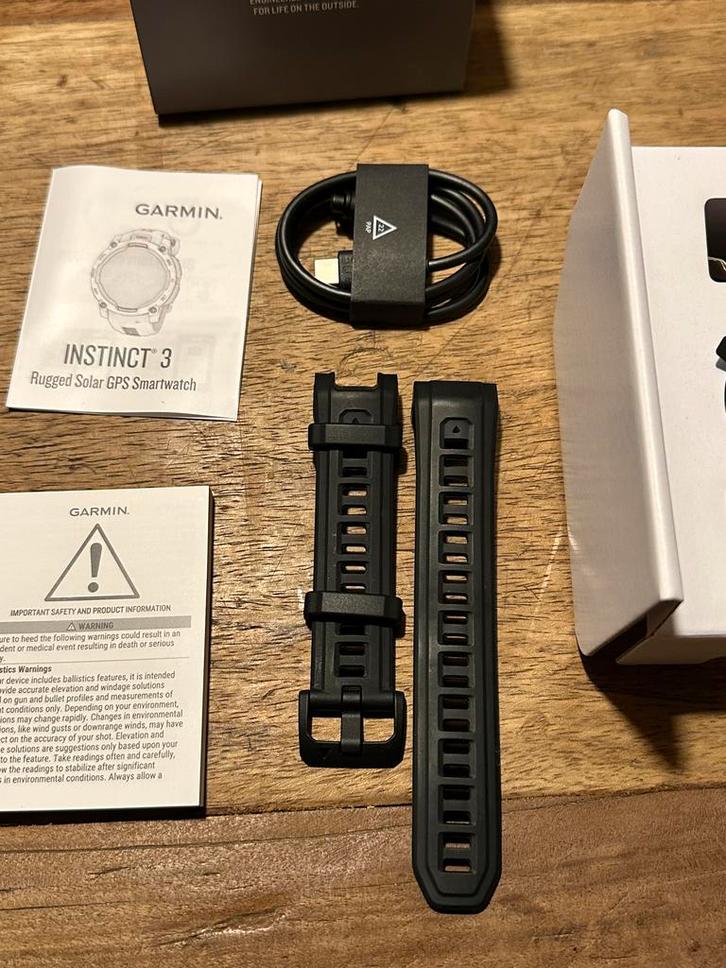 Doos, Lader en Originele Band Garmin Instinct 3 Tactical, Sieraden, Tassen en Uiterlijk, Smartwatches, Zo goed als nieuw, Android