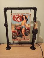 Industriële handgemaakte steampunk lamp motief route 66, Ophalen of Verzenden, Nieuw, Motoren