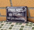 Bol emaille tekstbordje steel niet,, Ophalen of Verzenden