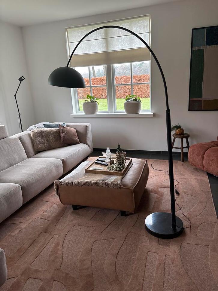 Elegante booglamp op voet, Huis en Inrichting, Lampen | Vloerlampen, Gebruikt, 150 tot 200 cm, Metaal, Ophalen of Verzenden
