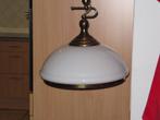 Hanglamp, glas en koper met trekveer, Minder dan 50 cm, Zo goed als nieuw, Ophalen, Glas