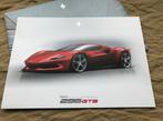 Ferrari 296 GTB lithografie design schets poster, Boeken, Auto's | Folders en Tijdschriften, Nieuw, Ferrari, Verzenden