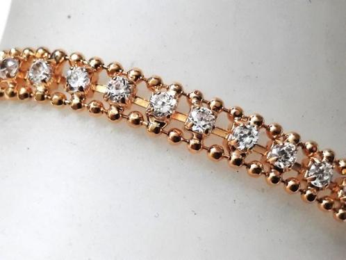 Mooi goudkleurige armband met strass (7902), Sieraden, Tassen en Uiterlijk, Armbanden, Nieuw, Overige materialen, Goud, Met strass