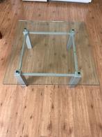Glazen Salontafel met Metalen Onderstel, Gebruikt, 100 tot 150 cm, Vierkant, Glas
