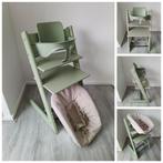 Stokke Tripp Trapp moss green met babyset en newbornset, Kinderen en Baby's, Kinderstoelen, Ophalen of Verzenden, Zo goed als nieuw