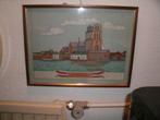 22c schilderij borduur werk kerk dordrecht 36x27 in lijst, Hobby en Vrije tijd, Borduren en Borduurmachines, Ophalen of Verzenden