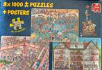 Jan van Haasteren puzzels 3x 1000 stukjes, Ophalen of Verzenden, 500 t/m 1500 stukjes, Gebruikt, Legpuzzel