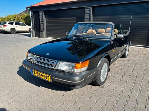 Saab 900 classic cabriolet, 2.0 Turbo 1987 Zwart, Auto's, Saab, Particulier, Lederen bekleding, Lichtmetalen velgen, Metallic lak