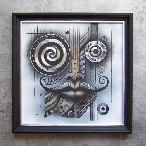 Handgegraveerde foto in een plaatstalen lijst, Antiek en Kunst, Kunst | Schilderijen | Modern, Verzenden