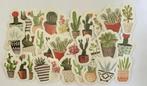 Cactussen in een bloempot stickers, Hobby en Vrije tijd, Verzenden, Nieuw, Meerdere stickers