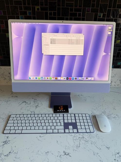 paarse 24" iMac 2021 M1/8core CPU/8core GPU/8gb/256gb flash, Computers en Software, Apple Desktops, Zo goed als nieuw, iMac, SSD