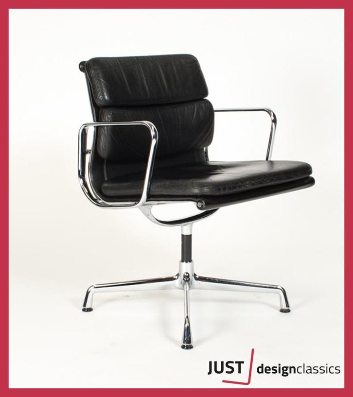 Vitra Eames ea 207 Zwart Leder Chroom (voorraad:3), Huis en Inrichting, Stoelen, Gebruikt