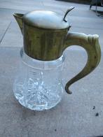 SAPKAN/WATERKAN Antiek kristal met koperen deksel hoog 28 cm, Ophalen of Verzenden