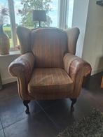 Klassieke fauteuil met lederen armleuningen, Huis en Inrichting, Fauteuils, Ophalen, Gebruikt, Klassiek, 75 tot 100 cm