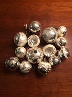 Vintage kerstballen, glas, zilver, incl. piek, Diversen, Gebruikt, Ophalen