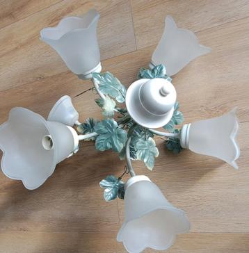 Frans Design Lamp - 5 Kelken Wit & Groen beschikbaar voor biedingen