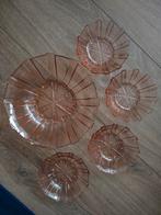 Art Deco schalen set vintage glas mooi 'zalmroze', Ophalen of Verzenden