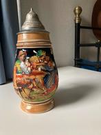 Grote vintage Bierpul met tinnen deksel., Ophalen of Verzenden