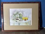 Aquarel stilleven met bloemen en fruit, Ophalen