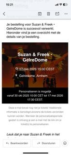 2 tickets Suzan en Freek 17 Mei 2026 platina rij 14, Tickets en Kaartjes, Twee personen, Mei