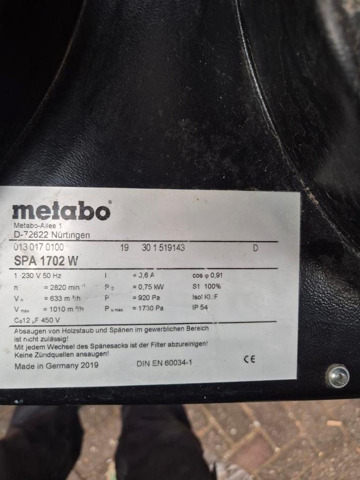 Metabo afzuiger sp1702w 220v bj 2019, Computers en Software, Interne voedingen, Ophalen of Verzenden