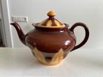 Oude antieke theepot spuitdecor bruin geel gevlamd, Antiek en Kunst, Ophalen of Verzenden