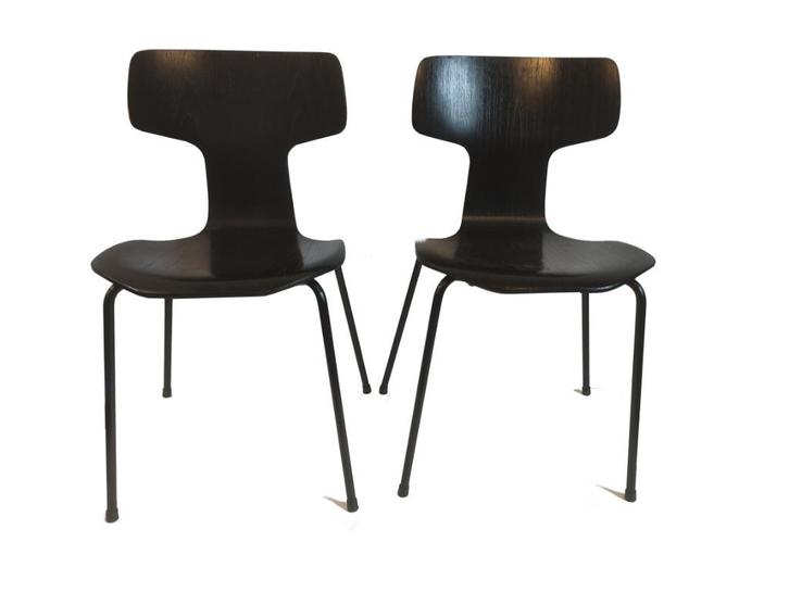Schitterende vintage Arne Jacobsen Hammer stoel Fritz Hansen, Huis en Inrichting, Stoelen, Gebruikt, Twee, Hout, Metaal, Zwart