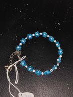 Handgemaakte Blauw-Witte Bloemenarmband, Ophalen of Verzenden, Nieuw, Blauw