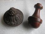 2 Antieke Houten Items o.a Trekschakelaar met Gewicht - 8 cm, Verzenden