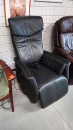 Lederen Relaxfauteuil - Zwart, Gebruikt, Ophalen of Verzenden, 75 tot 100 cm, Modern