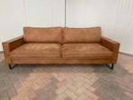 GRATIS LEVERING HEEL NL Cognac Stoffen 4-zits Bankstel, 75 tot 100 cm, Ophalen of Verzenden, Zo goed als nieuw, Rechte bank