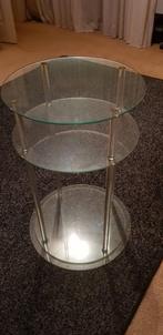 Glazen bijzettafel te koop, Ophalen, Minder dan 55 cm, Rond, Zo goed als nieuw