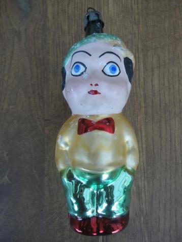Mooie oude glazen kerstbal jongentje met pet op beschikbaar voor biedingen