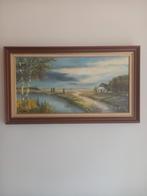 Olieverfschilderij Rian Withaar - Landschap met huis, Ophalen of Verzenden