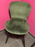 4 donkergroene velvet eetkamerstoelen, Ophalen, Gebruikt, Minder dan 75 cm, Stof