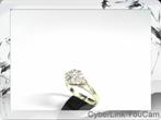 16456-3 14K gouden entourage ring bezet met Diamanten, Ophalen of Verzenden, Met edelsteen, Dame, Goud