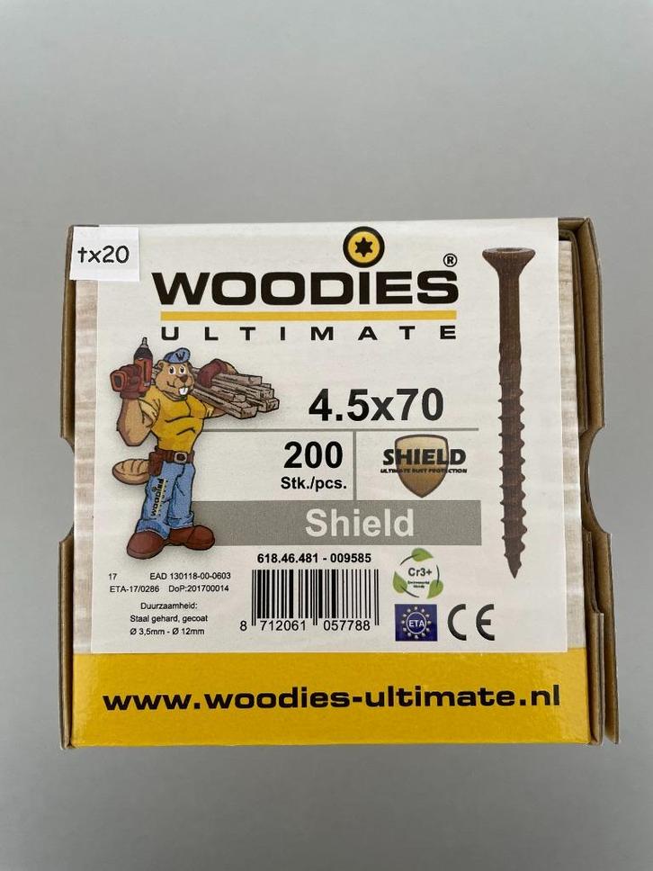 Woodies schroeven, verzinkt, RVS, shield, Doe-het-zelf en Verbouw, IJzerwaren en Bevestigingsmiddelen, Nieuw, Schroeven, Minder dan 50 mm