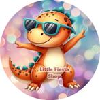 LF4068 ouwel dino 20x4,7cm eetbare cupcake rondjes vers, Ophalen of Verzenden, Nieuw, Cupcakes, Versiering