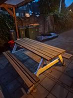 Houten Picknicktafel Wit/Bruin, Tuin en Terras, Picknicktafels, Ophalen, Gebruikt, Rechthoekig, Hout